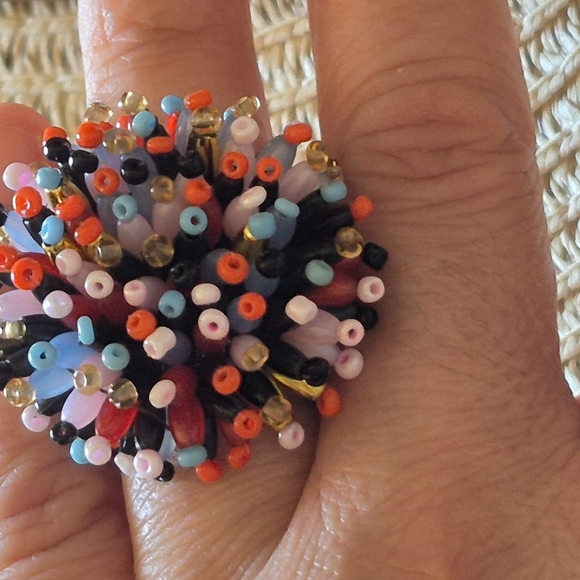 Multi Colorful Beaded Statement Ring - Picture 5 of 8